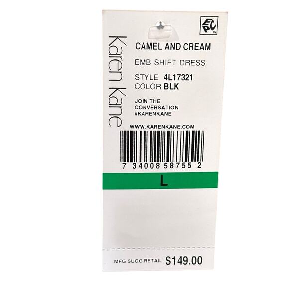 NWT Karen Kane Black Embroidered Shift Dress LARGE - Picture 6 of 9